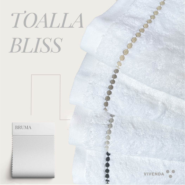 Toalla Bliss Algodón Puntos Bordada