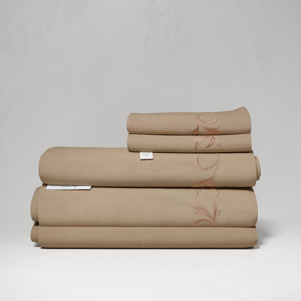 Set de Cama Flora Natural Algodón Percal