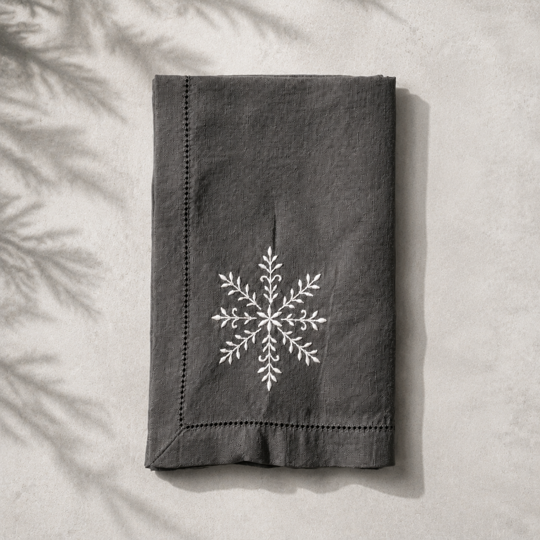 Pack 4 Servilletas Lino Noche Bordado Navidad