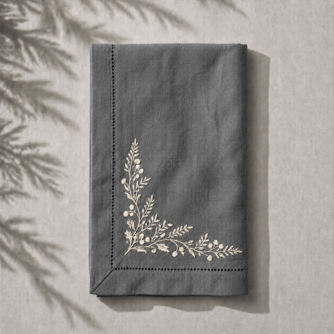 Pack 4 Servilletas Lino Noche Bordado Navidad